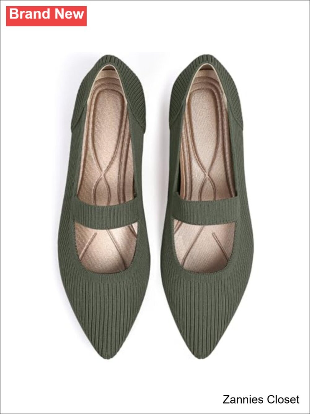 ✨ Knit Washable Ballet Flats Pointed Toe Mary Jane Comfortable Dressy Women's